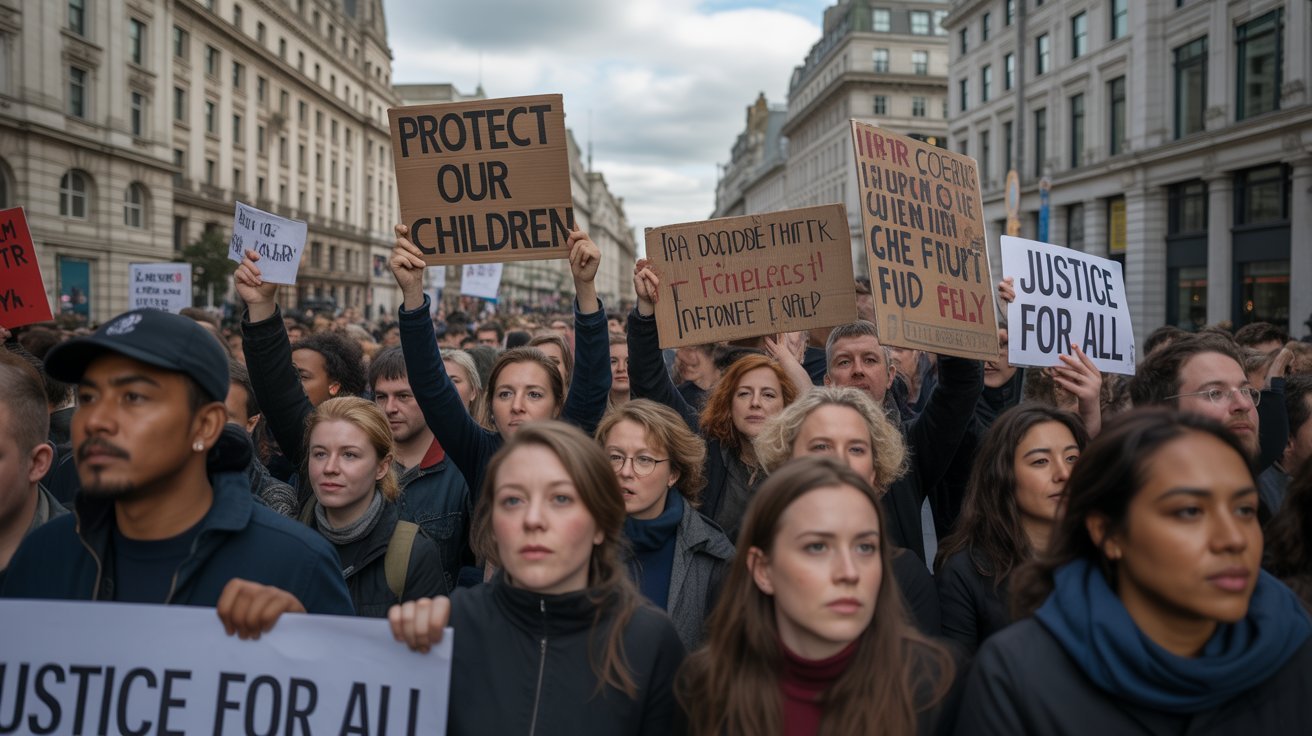 Public protests are taking place in the UK to support child safety. Ten posts for justice. Two Afghan boys raped a girl in the UK. Please share this post so that this girl can get justice.
