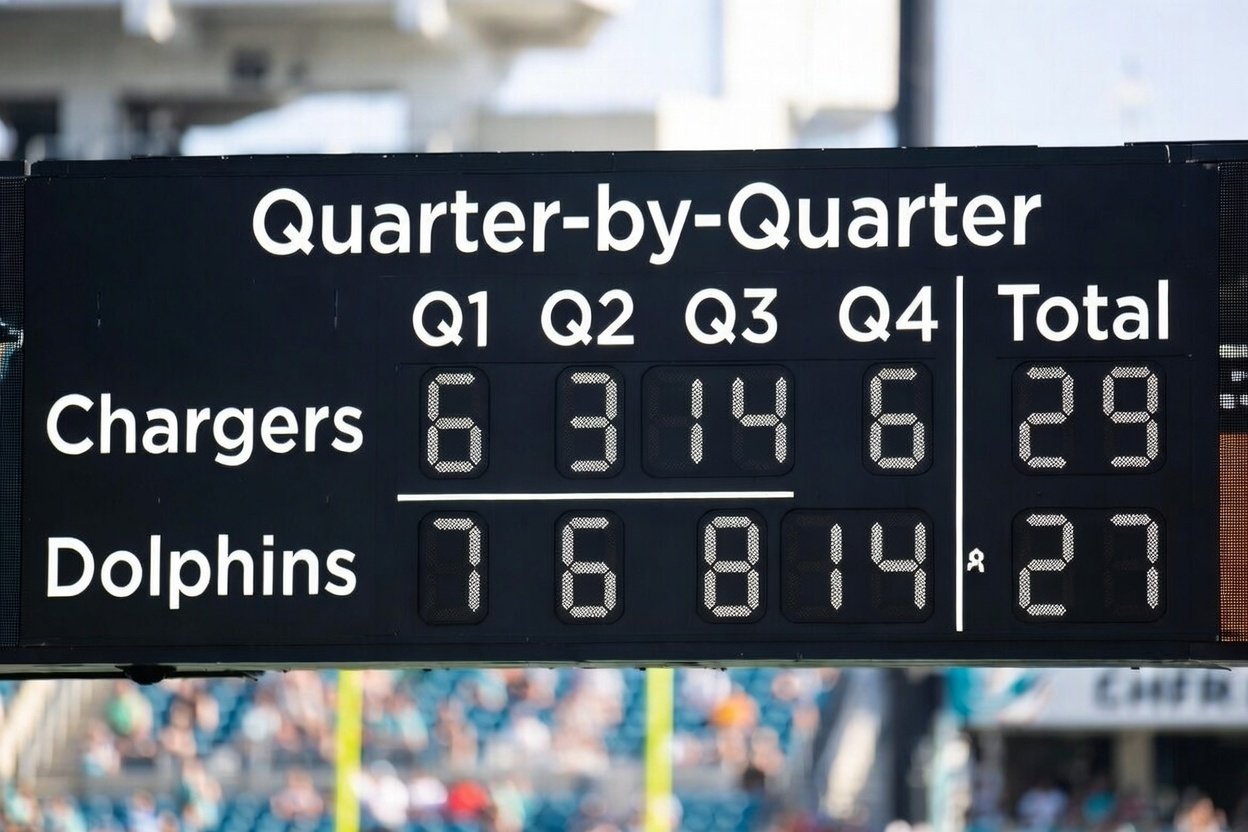 Quarter-by-Quarter ScoreboardTeam Q1 Q2 Q3 Q4 Total