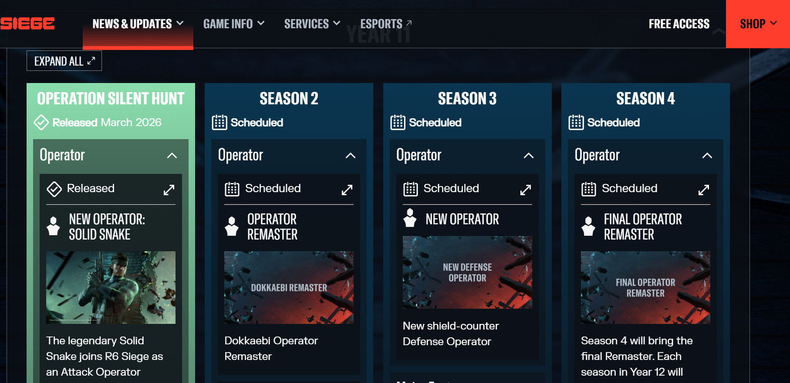 Rainbow Six Siege Roadmap?